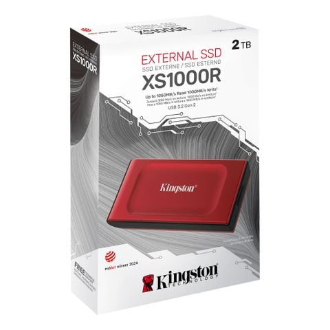 Ổ cứng di động SSD Kingston XS1000 2TB USB 3.2 Gen 2 R1050 W1000 - Đỏ