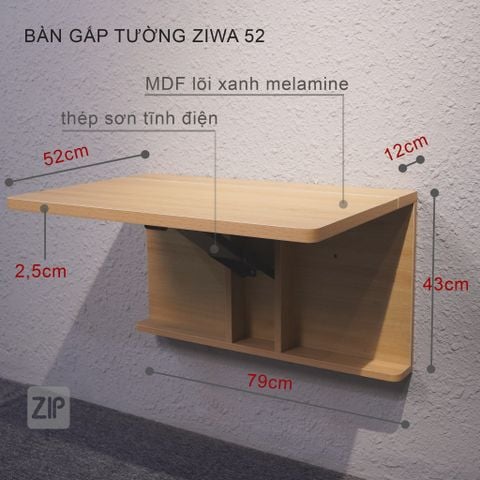 BÀN GẤP TƯỜNG ZIWA_52_E