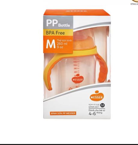  Bình wesser cổ rộng pp 260 ml 