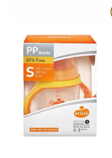  Bình sữa wesser cổ rộng pp 180 ml 