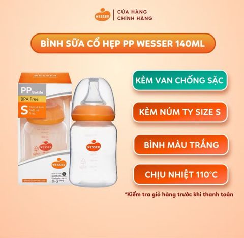  BÌNH SỮA WESSER CỔ HẸP 60ML/140ML/250ML 
