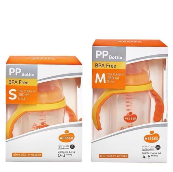  Bình sữa wesser cổ rộng pp 180 ml 