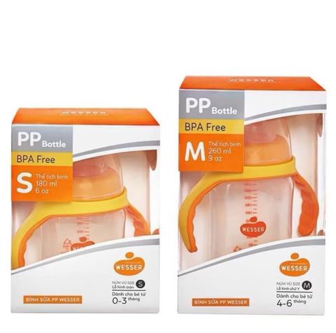  Bình sữa wesser cổ rộng pp 180 ml 