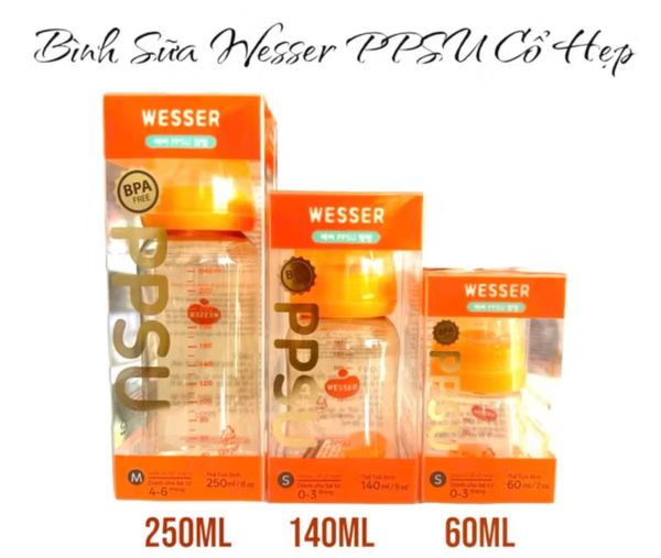  Bình sữa wesser cổ hẹp PPSU 250 ml 