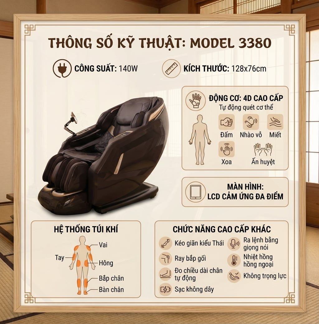 GHẾ MASSAGE LUXSPORT D3380