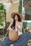  SET ÁO ÓNG THÊU QUẦN SUÔNG CARO - TH 