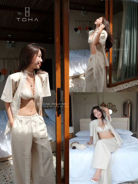  SET 3 MÓN PHỐI REN QUẦN SUÔNG BRA - TH 