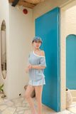  SET TRỄ VAI TAY NGẮN SỌC CHÂN VÁY VIỀN - TH 