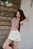  SET ÁO SỌC CỔ BẺ CHÂN VÁY NGẮN - TH 