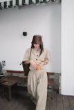  SET ÁO CỔ TRỤ QUẦN SUÔNG KÈM NỊT - TH 