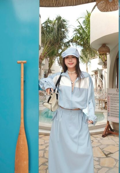  SET DÙ PHỐI MÀU CHÂN VÁY DÀI - TH 