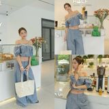  SET DENIM TRỄ VAI PHỐI REN - TH 