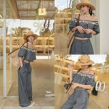  SET DENIM TRỄ VAI PHỐI REN - TH 