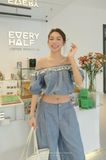 SET DENIM TRỄ VAI PHỐI REN - TH 