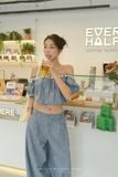 SET DENIM TRỄ VAI PHỐI REN - TH 