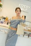  SET DENIM TRỄ VAI PHỐI REN - TH 