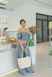  SET DENIM TRỄ VAI PHỐI REN - TH 