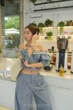  SET DENIM TRỄ VAI PHỐI REN - TH 