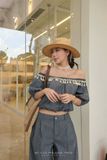  SET DENIM TRỄ VAI PHỐI REN - TH 