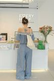  SET DENIM TRỄ VAI PHỐI REN - TH 