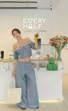  SET DENIM TRỄ VAI PHỐI REN - TH 