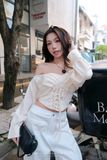  SET ÁO TRỄ VAI ĐAN DÂY QUẦN SUÔNG - TH 