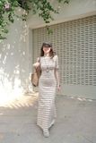  ĐẦM CỔ LỌ SỌC TAY NGẮN - TH 