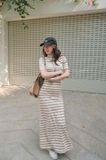  ĐẦM CỔ LỌ SỌC TAY NGẮN - TH 
