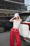  SET ÁO CROP VIỀN REN QUẦN SUÔNG KIỂU - TH 