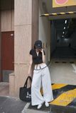  SET ÁO CROP VIỀN REN QUẦN SUÔNG KIỂU - TH 