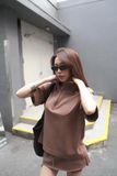 SET ÁO TAY NGẮN CỔ KHÓA KÉO CHÂN VÁY NGẮN - TH 