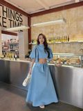  SET ÁO CROP CHÂN VÁY DÀI DENIM - TH 