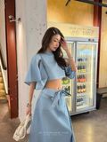  SET ÁO CROP CHÂN VÁY DÀI DENIM - TH 