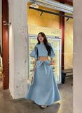  SET ÁO CROP CHÂN VÁY DÀI DENIM - TH 