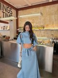  SET ÁO CROP CHÂN VÁY DÀI DENIM - TH 