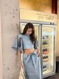  SET ÁO CROP CHÂN VÁY DÀI DENIM - TH 