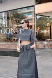  SET ÁO CROP CHÂN VÁY DÀI DENIM - TH 