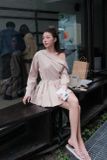  SET ĐẦM TRỄ VAI DÀI TAY KÈM NỊT - TH 