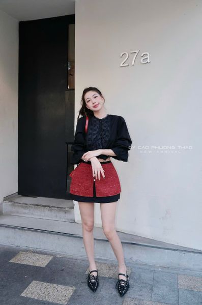 SET 3 MÓN CHÂN VÁY ÁO TAY BÈO CHÂN VÁY NGẮN KIM SA - TH 