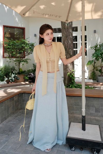  SET ÁO TAY BỒNG ÁNH CHÂN VÁY DÀI - TH 