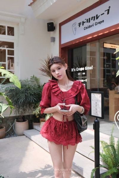  SET ÁO CROP CHÂN VÁY XÒE - TH 