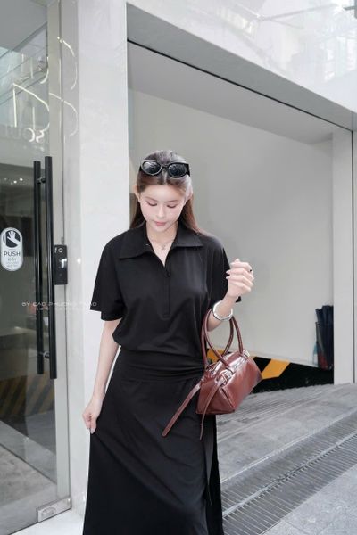  ĐẦM MAXI CỔ TRỤ CỘT EO - TH 