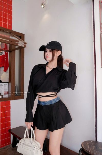  SET ÁO SƠ MI KIỂU CHÂN VÁY PHỐI LƯNG JEAN - TH 