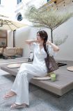  SET ÁO CỔ TIM QUẦN SUÔNG LỤA - TH 