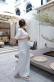  SET ÁO CỔ TIM QUẦN SUÔNG LỤA - TH 