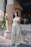  SET ÁO YẾM VẠT XÉO QUẦN SUÔNG SỌC - TH 