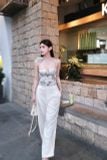  SET ÁO LỤA ĐÍNH HOA QUẦN SUÔNG - TH 