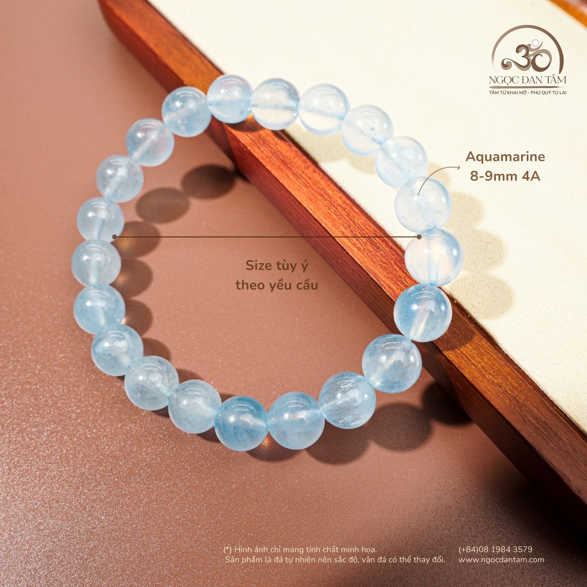  Vòng Tay Aquamarine 8-9mm 4A 