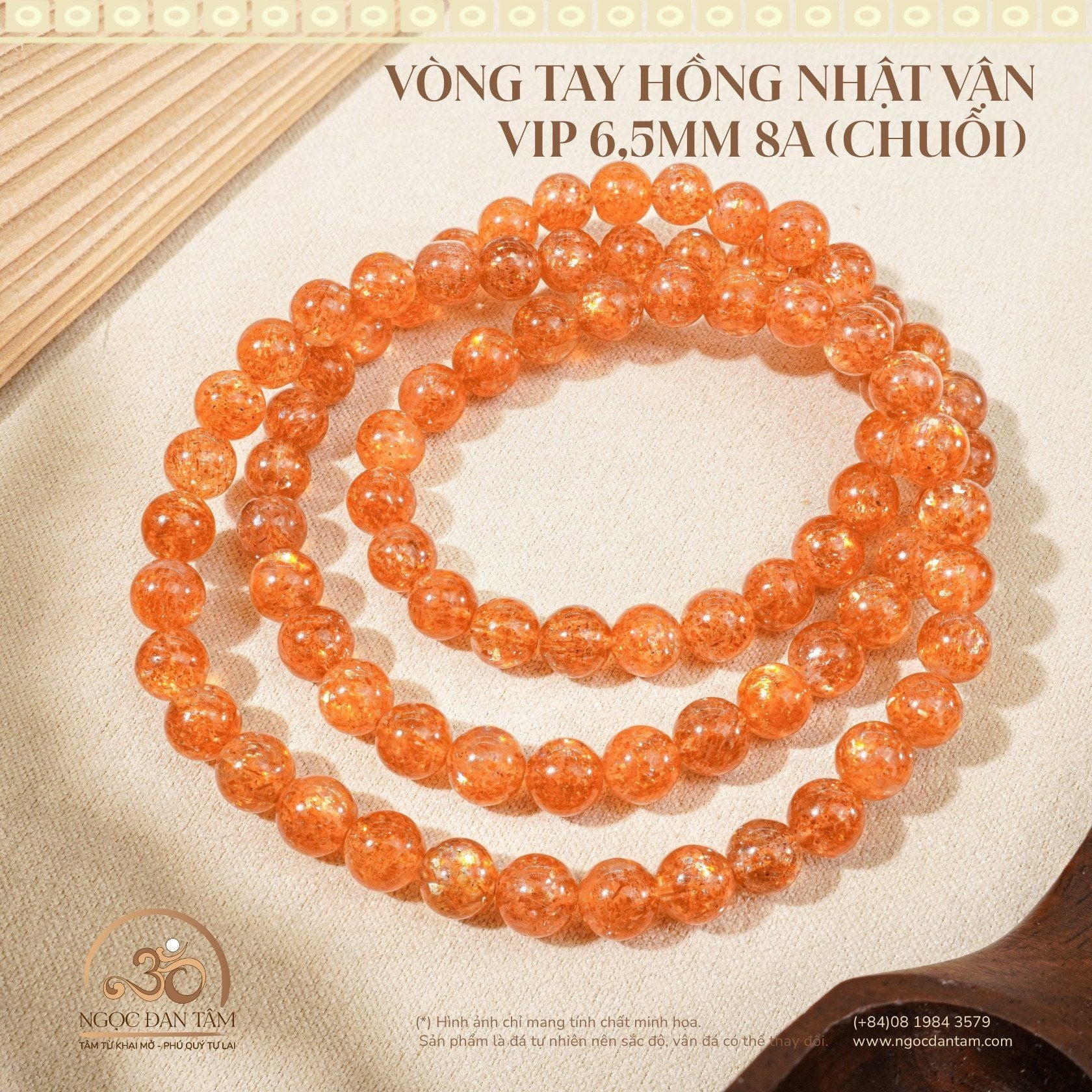  Vòng Tay Hồng Nhật Vận VIP 6,5mm 8A (Chuỗi Quấn Tay) 