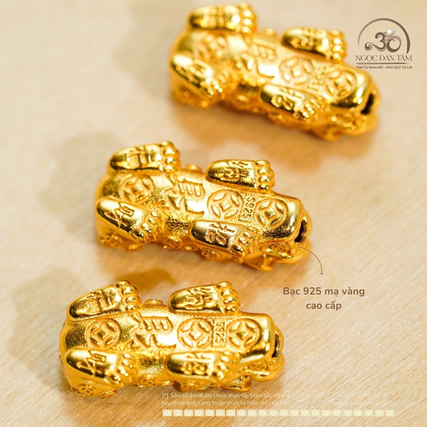  Charm Tỳ hưu 18.79mm - Bạc 925 Mạ Vàng Cao Cấp 